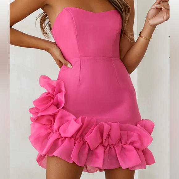 Pink Strapless Dress, Size M, Brand New - Picture 1 of 3